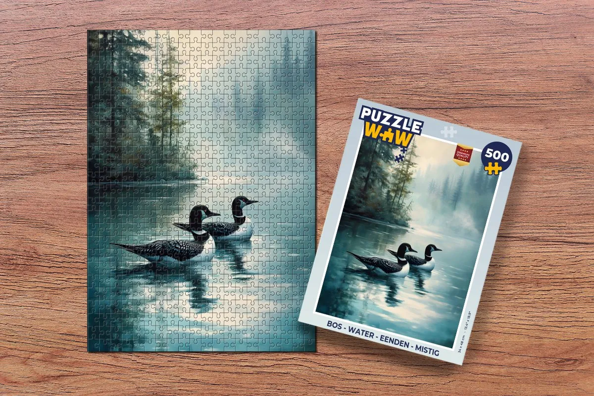 PuzzleWow Legpuzzel Bos - Water - Eenden 500 Stuks - Mistig