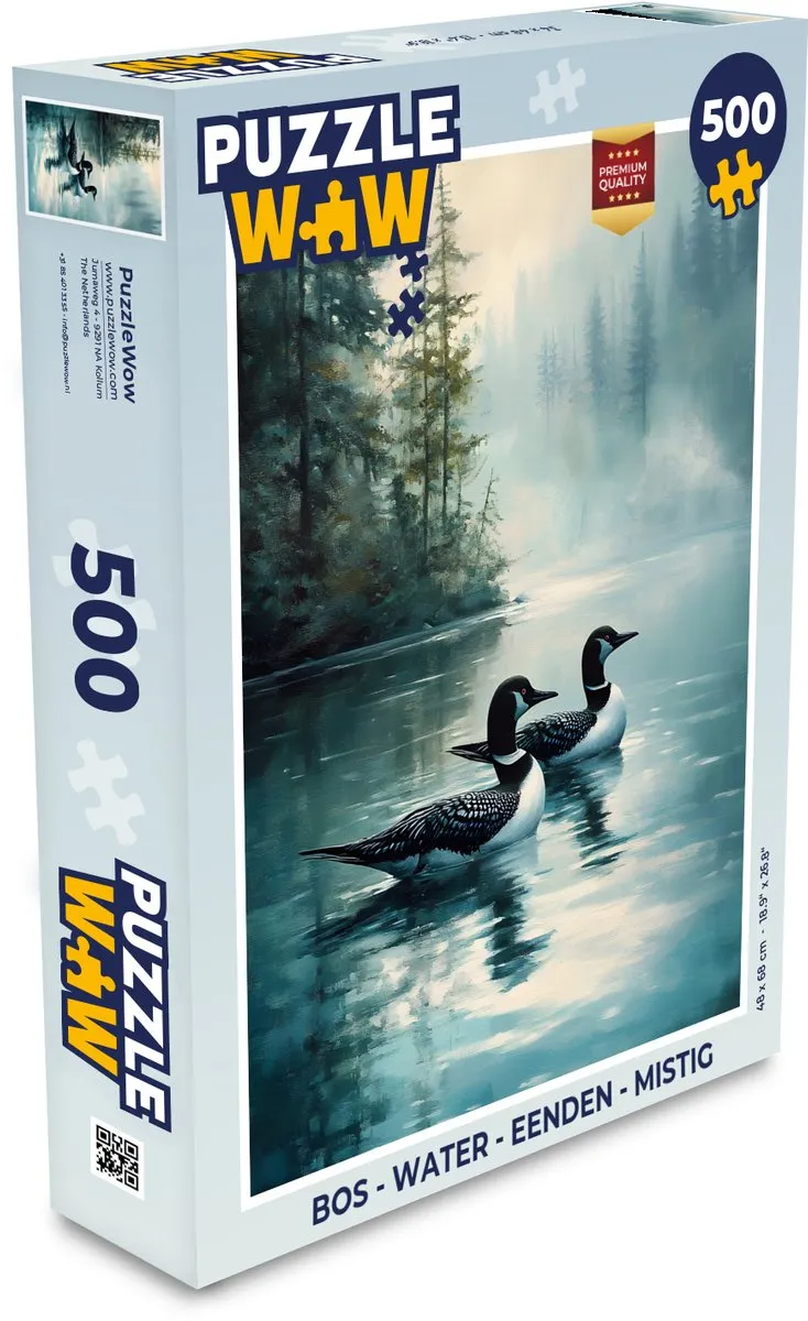 PuzzleWow Legpuzzel Bos - Water - Eenden 500 Stuks - Mistig