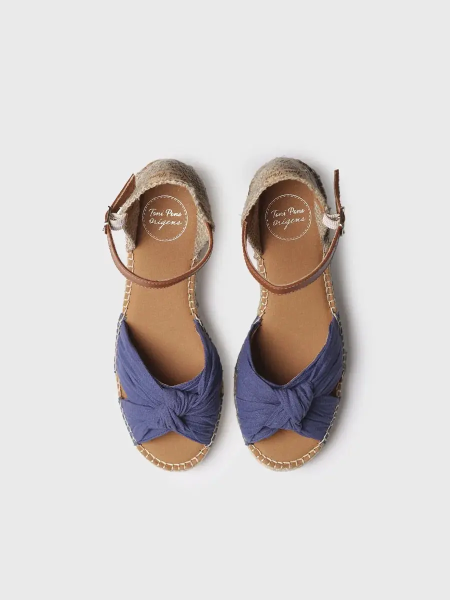 Espadrilles met lage hak en knoop voor dames