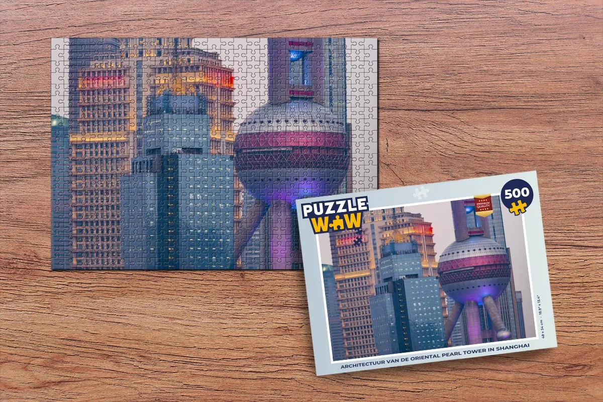 PuzzleWow Architectuur Oriental Pearl Tower Legpuzzel 500 Stuks - Multicolor