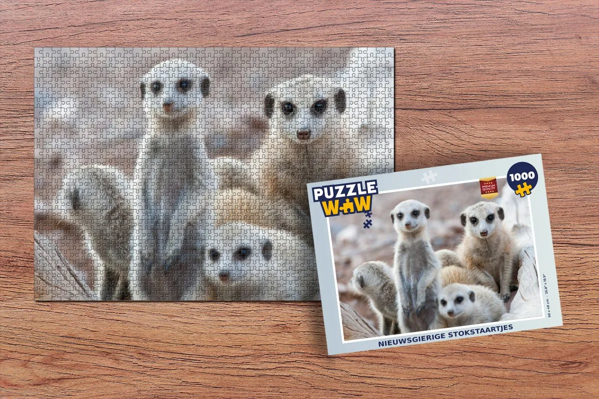 PuzzleWow Nieuwsgierige Stokstaartjes Legpuzzel 1000 Stuks - Multicolor