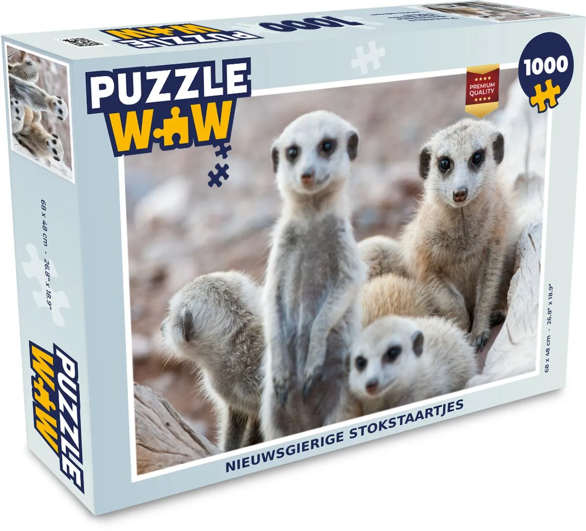 PuzzleWow Nieuwsgierige Stokstaartjes Legpuzzel 1000 Stuks - Multicolor
