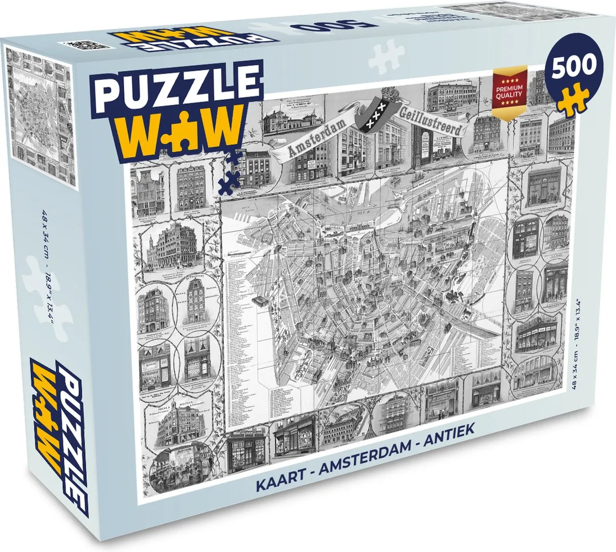 PuzzleWow Amsterdam Antiek Legpuzzel 500 Stuks - Multicolor