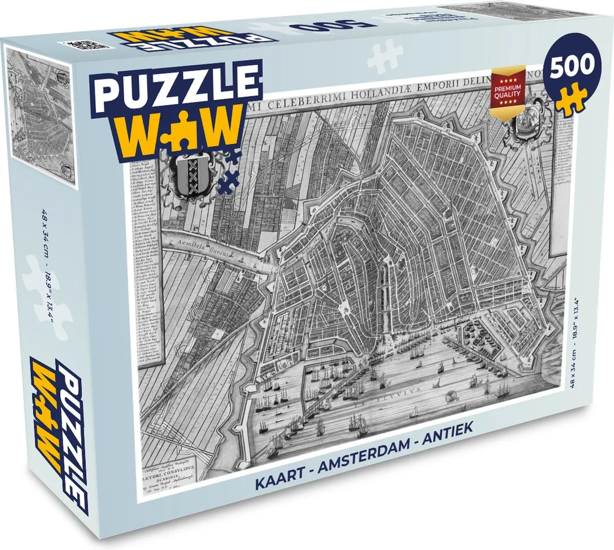 PuzzleWow Amsterdam Antiek Legpuzzel 500 Stuks - Multicolor