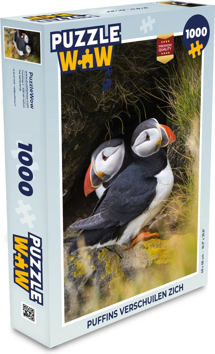 PuzzleWow Puzzel Puffins Verschuilen Zich - 1000 Stuks - Multicolor