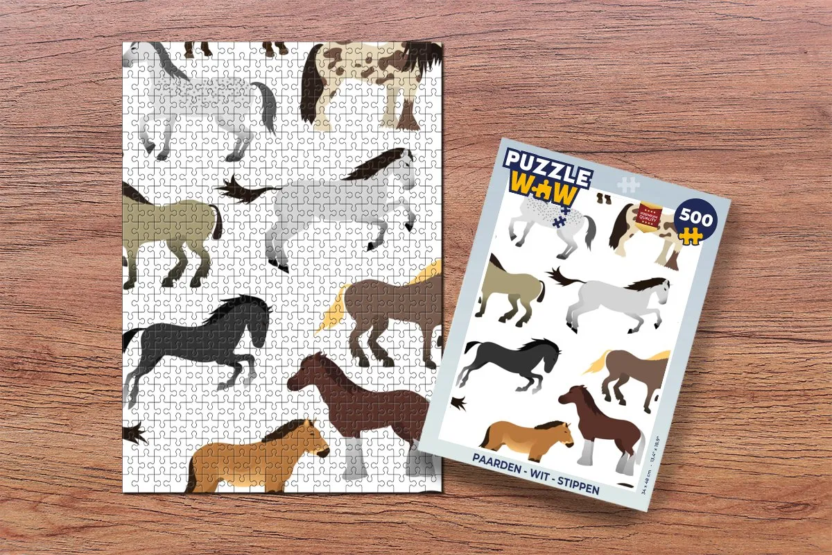 PuzzleWow Paarden Stippen Legpuzzel 500 Stuks - Multicolor