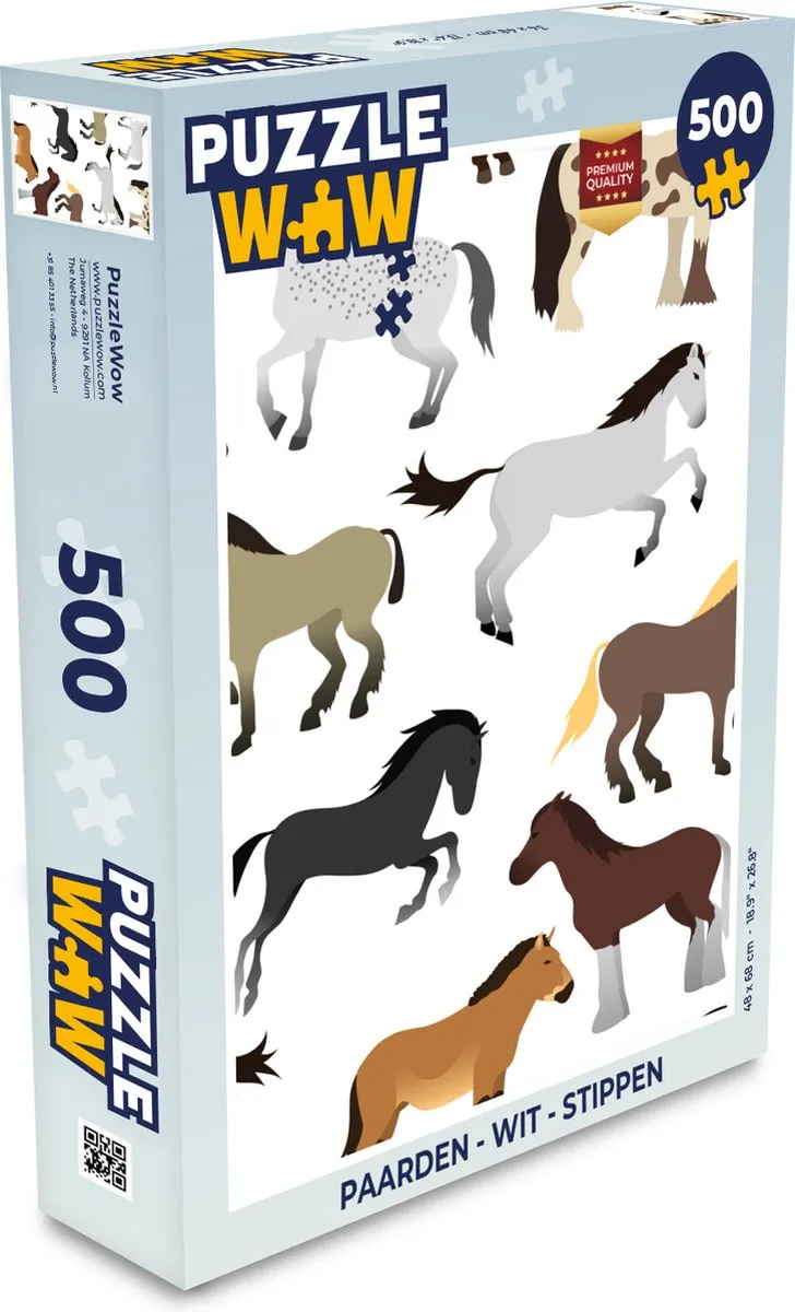 PuzzleWow Paarden Stippen Legpuzzel 500 Stuks - Multicolor
