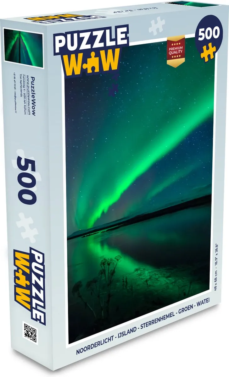 PuzzleWow Noorderlicht IJsland Sterrenhemel Legpuzzel 500 Stuks - Multicolor