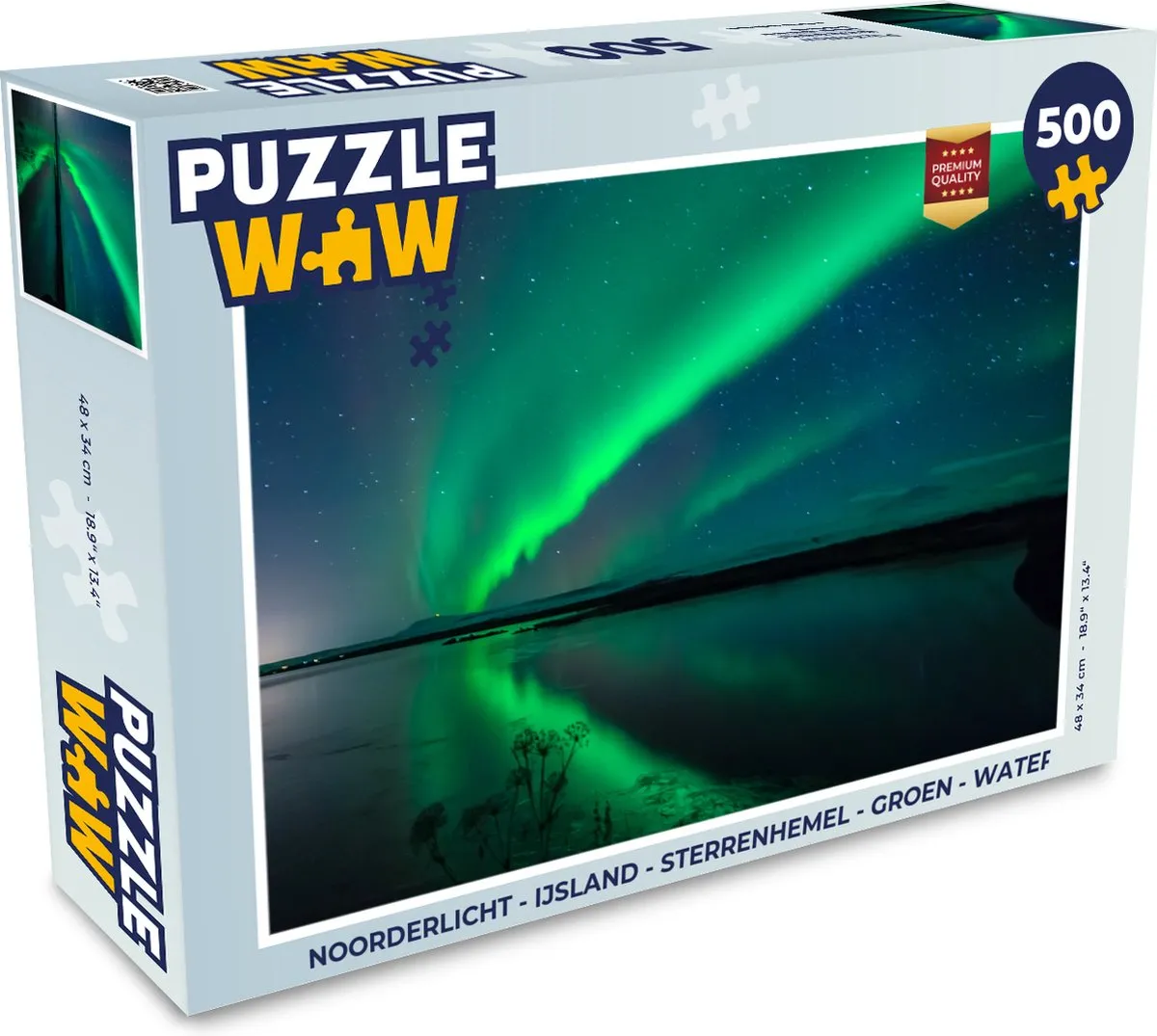 PuzzleWow Noorderlicht IJsland Sterrenhemel Legpuzzel 500 Stuks - Multicolor