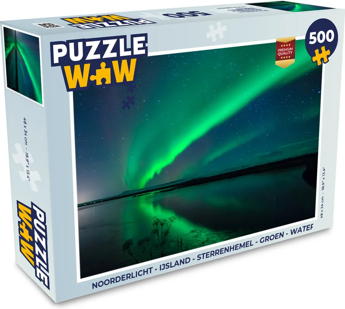 PuzzleWow Noorderlicht IJsland Sterrenhemel Legpuzzel 500 Stuks - Multicolor