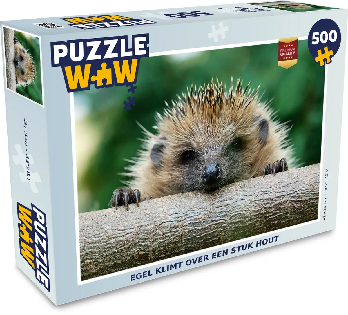 PuzzleWow Legpuzzel 500 Stuks - Egel op Hout - Multicolor