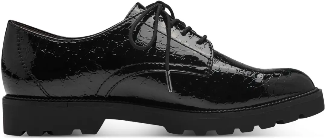 Tamaris Dames Lak Veterschoenen - Zwart 42