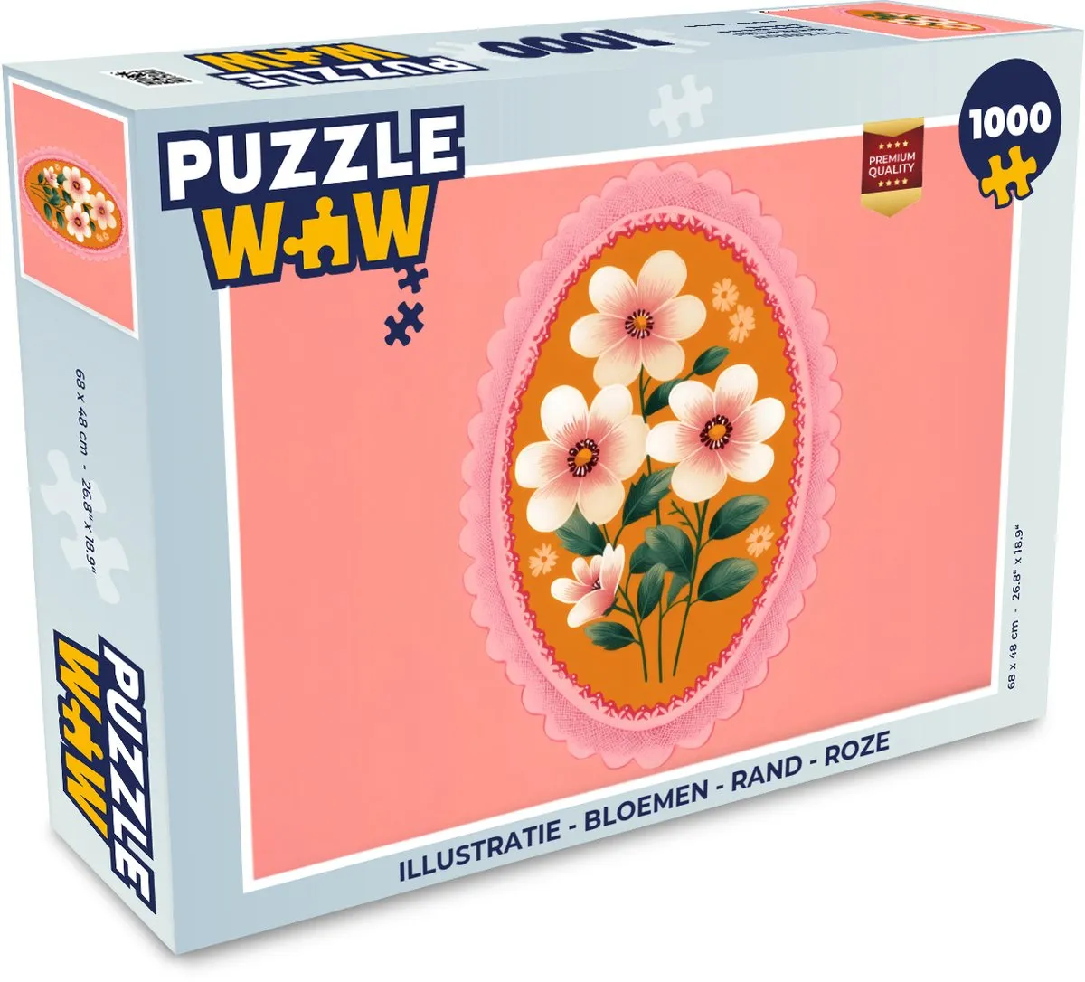 PuzzleWow Bloemen Legpuzzel 1000 Stuks - Roze Illustratie