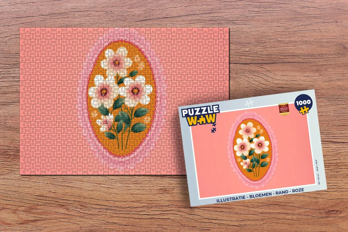 PuzzleWow Bloemen Legpuzzel 1000 Stuks - Roze Illustratie