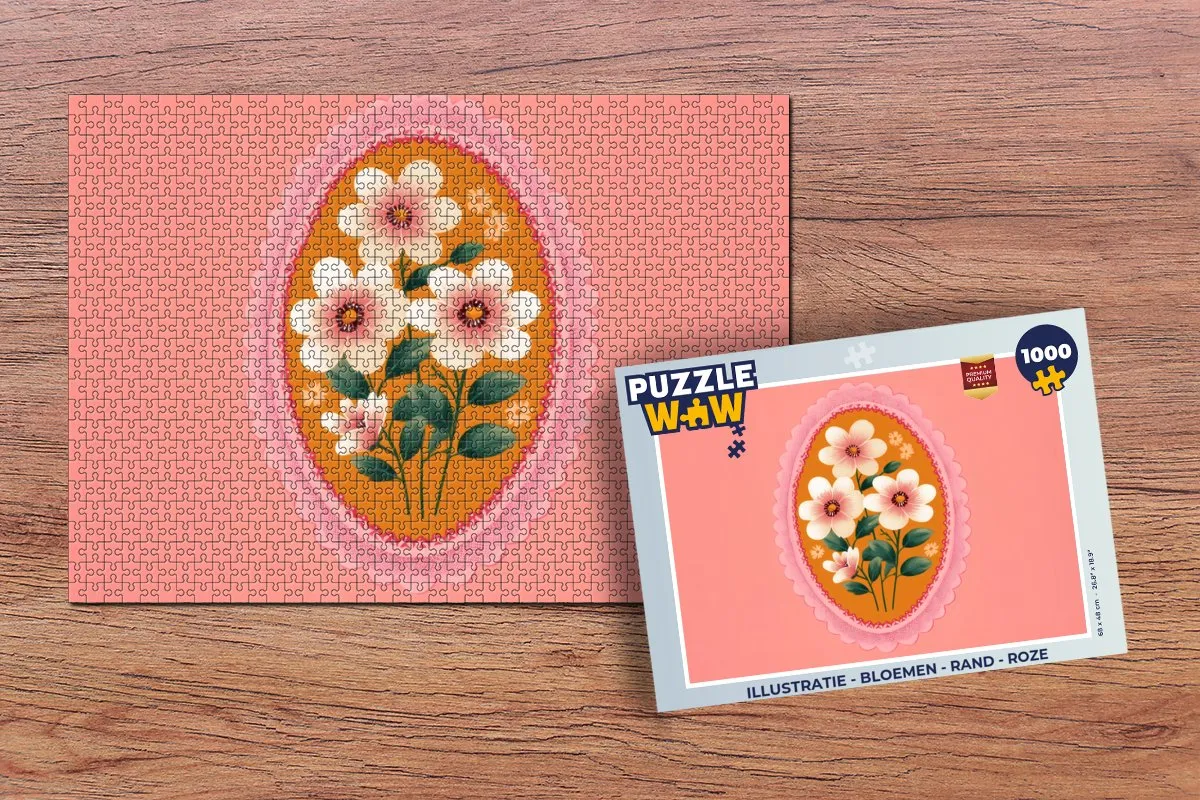 PuzzleWow Bloemen Legpuzzel 1000 Stuks - Roze Illustratie