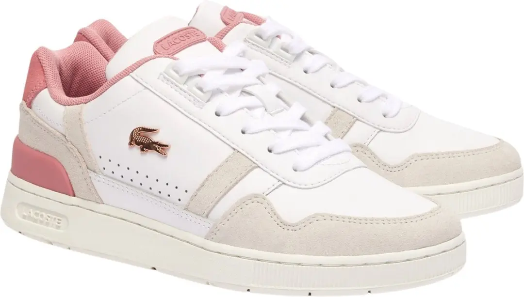 Lacoste T-Clip Dames Sneakers 37 - Wit/Roze - afbeelding 3 van 6
