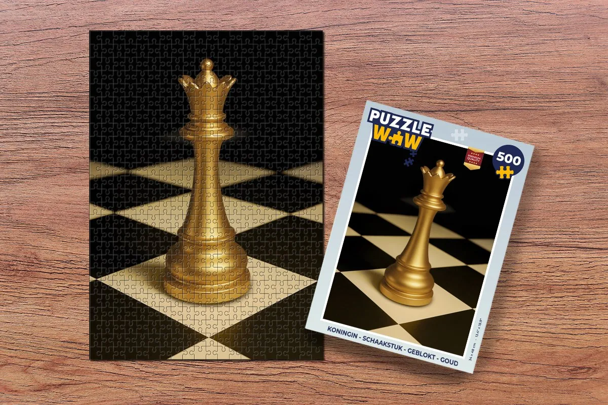 PuzzleWow Schaakstuk Koningin Legpuzzel 500 Stuks - Goud