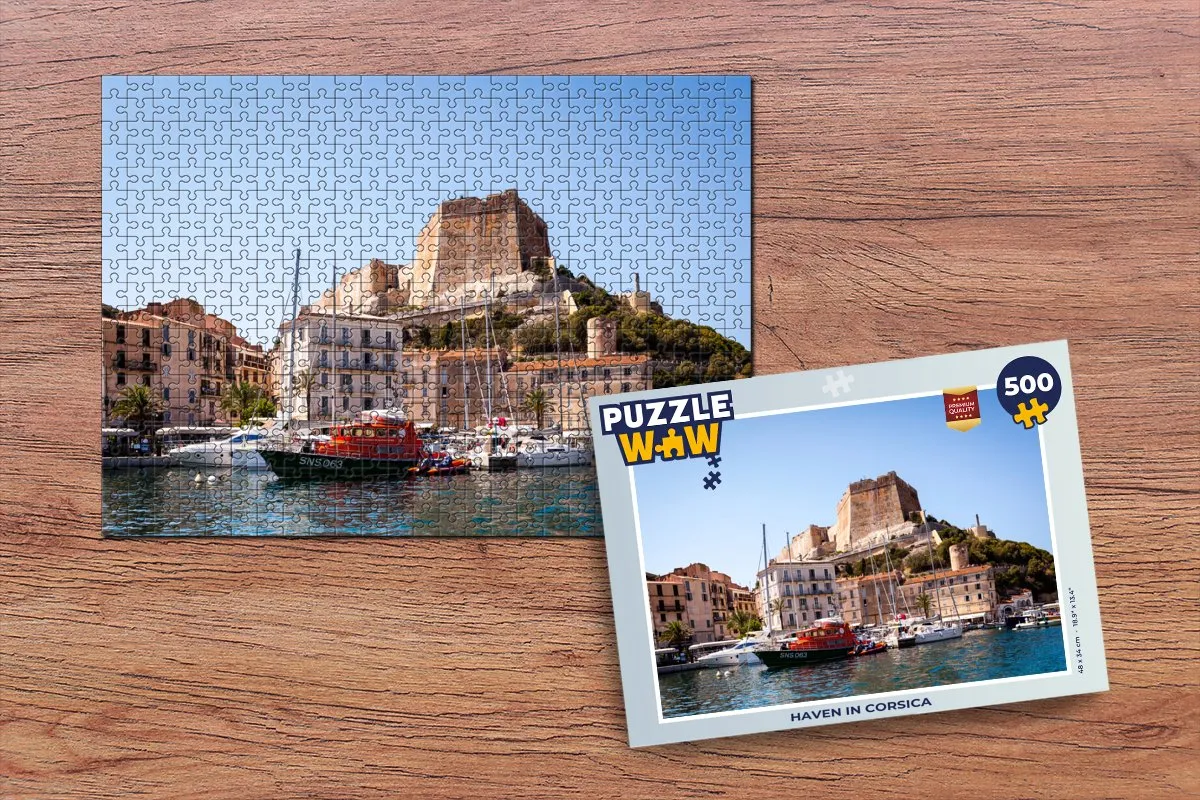 PuzzleWow Legpuzzel Haven in Corsica 500 Stuks - Multicolor