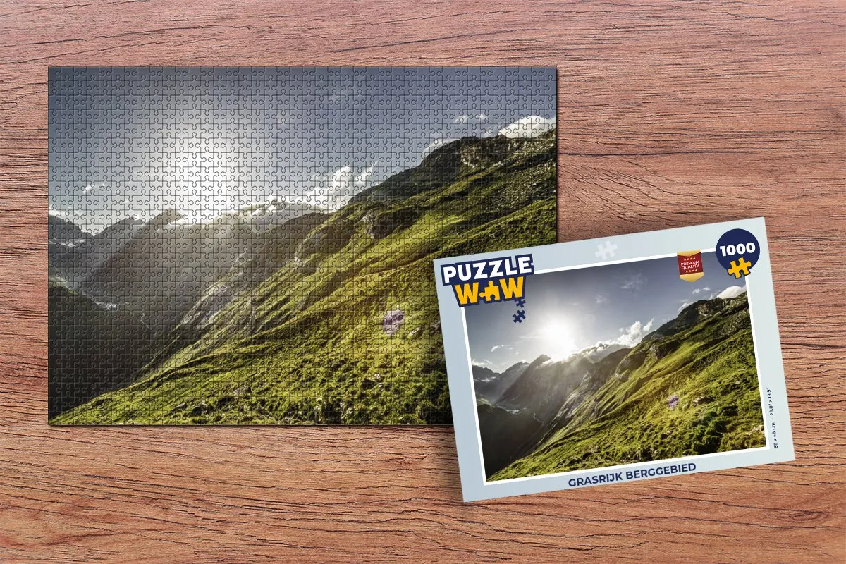PuzzleWow Grasrijk Berggebied Legpuzzel 1000 Stuks - Multicolor