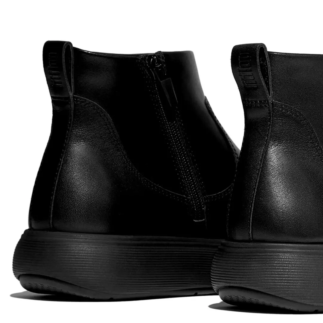 FitFlop IQ-Comff Leather Zip Ankle Boots