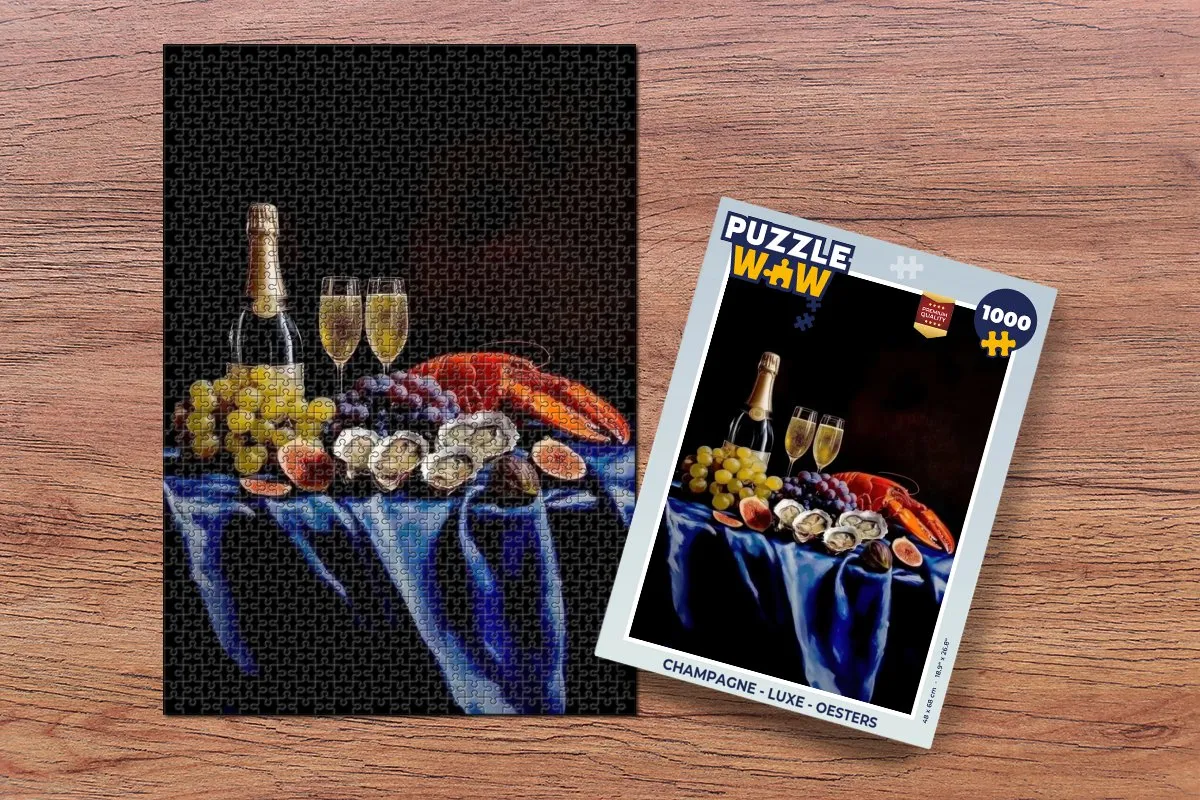 PuzzleWow Champagne Legpuzzel 1000 Stuks - Stilleven