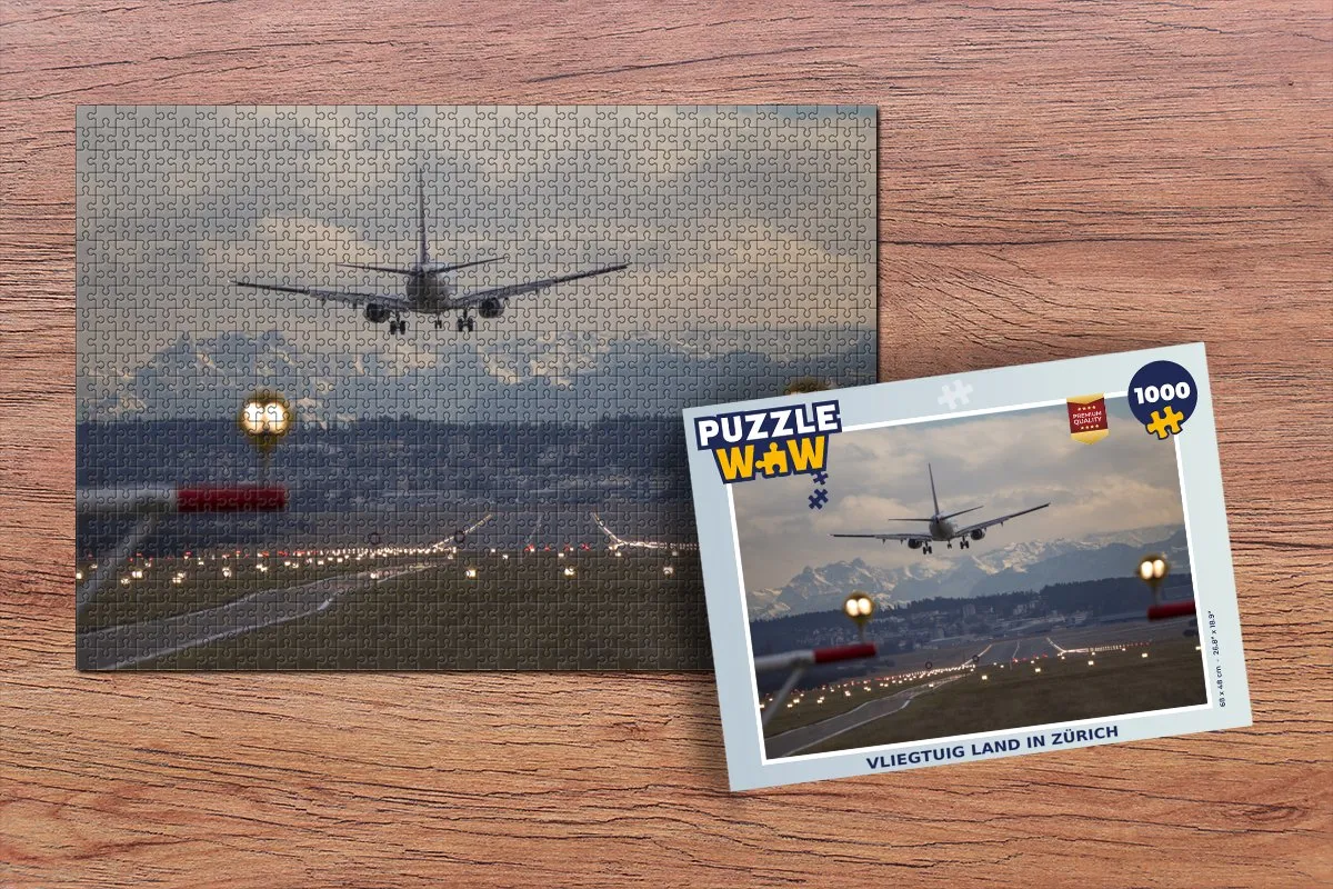 PuzzleWow Vliegtuig landen in Zürich Legpuzzel 1000 Stuks - Multicolor