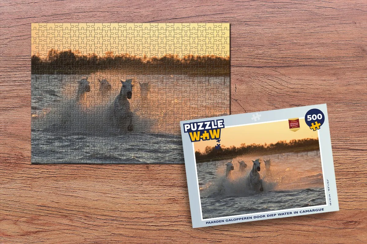 PuzzleWow Legpuzzel Paarden in Camargue 500 Stuks - Multicolor