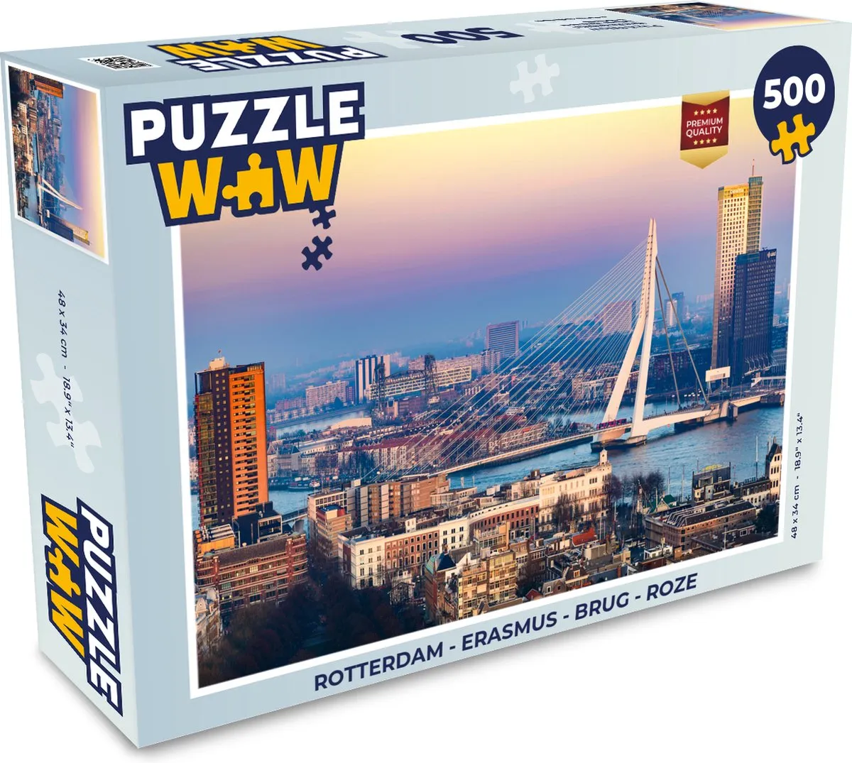 PuzzleWow Rotterdam Erasmusbrug Legpuzzel 500 Stuks - Multicolor