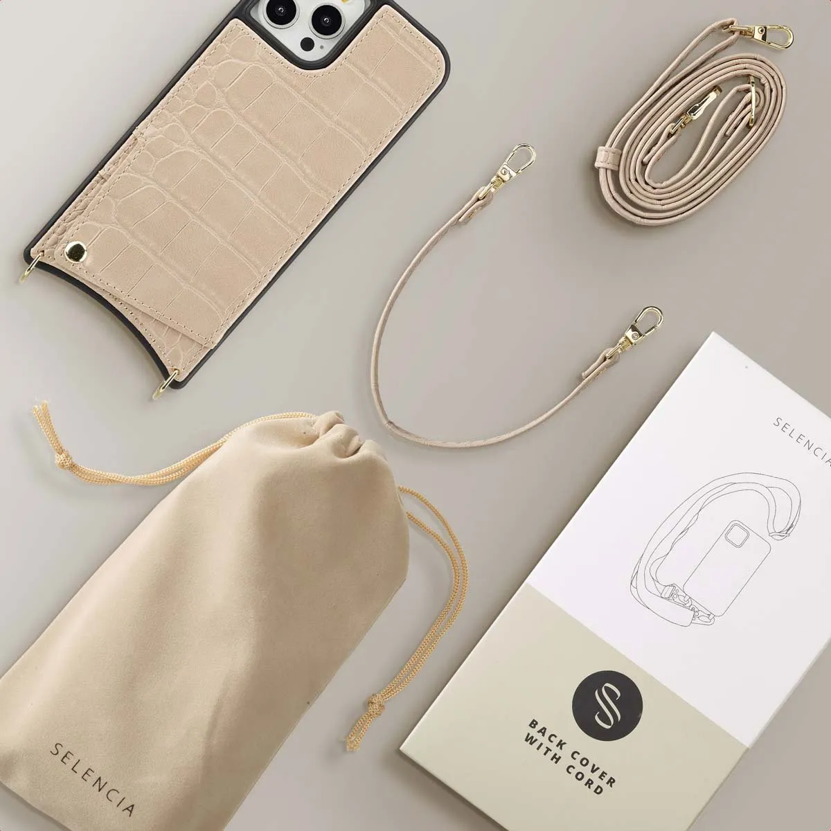 Selencia Croco Hoesje iPhone 12 Pro - Beige - afbeelding 6 van 6