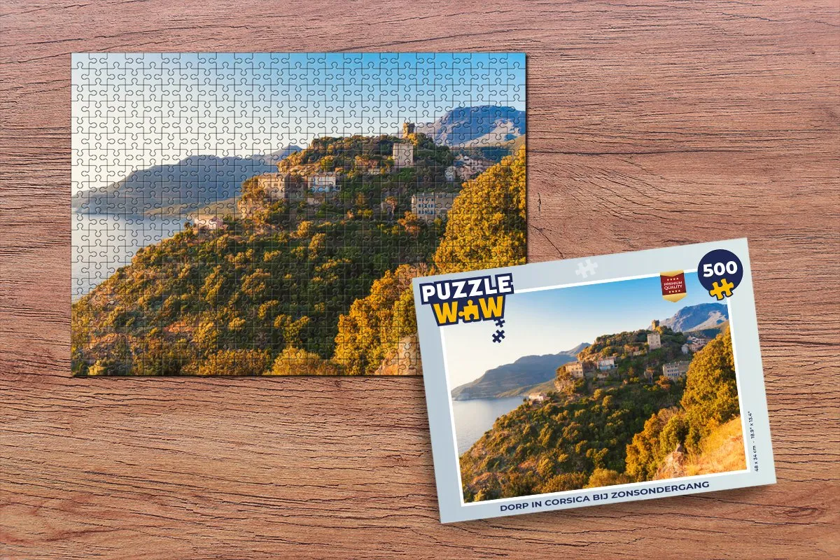 PuzzleWow Legpuzzel Dorp in Corsica 500 Stuks - Multicolor