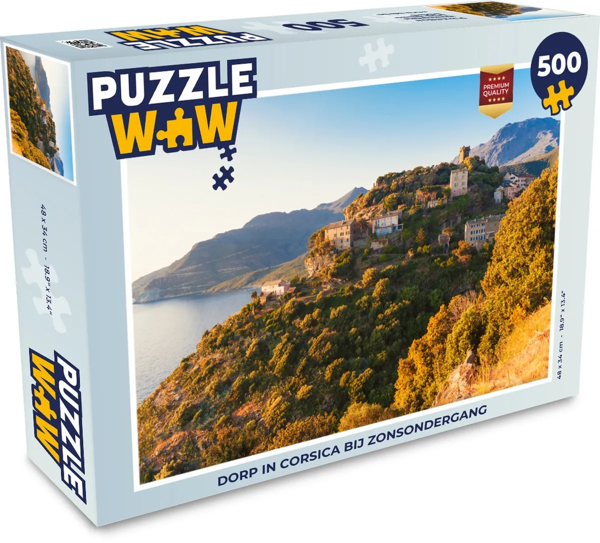 PuzzleWow Legpuzzel Dorp in Corsica 500 Stuks - Multicolor