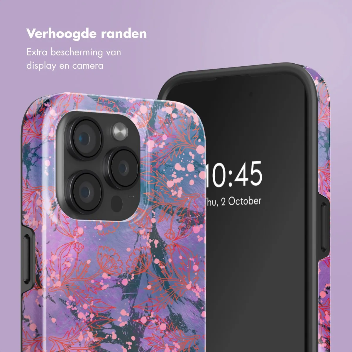 Selencia Hoesje iPhone 15 Pro - Fresh Paint Flower Orange - MagSafe