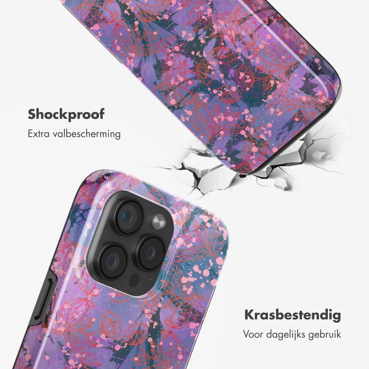 Selencia Hoesje iPhone 15 Pro - Fresh Paint Flower Orange - MagSafe