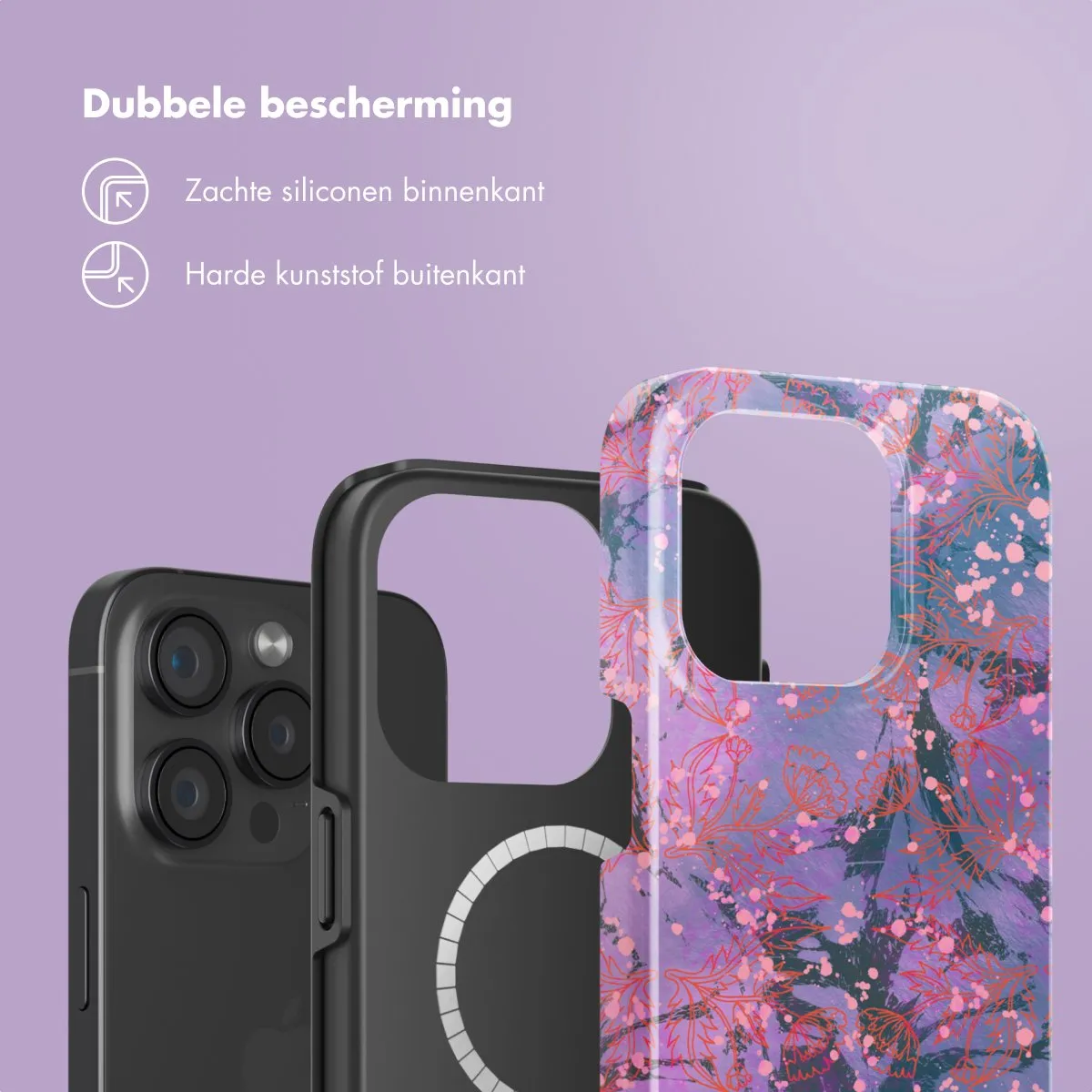 Selencia Hoesje iPhone 15 Pro - Fresh Paint Flower Orange - MagSafe