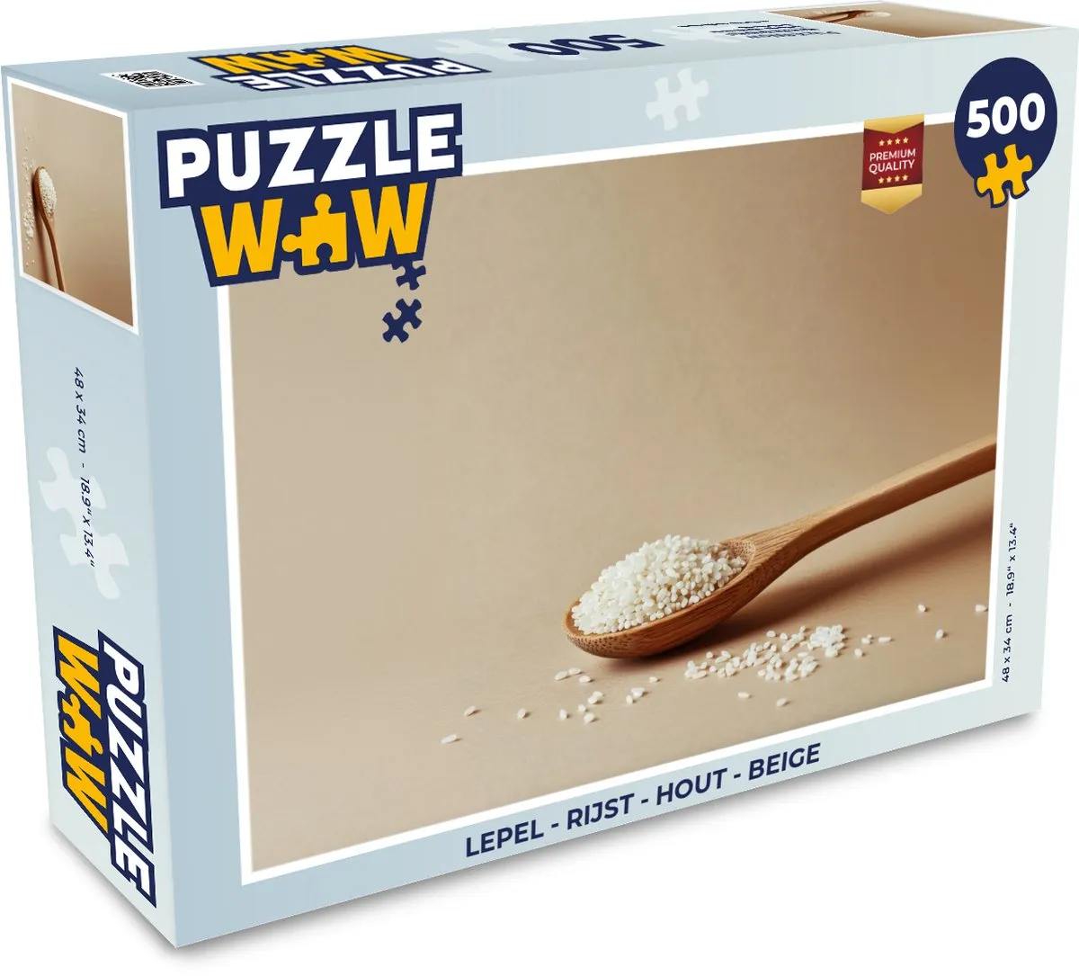 PuzzleWow Lepel Rijst Houten Puzzel 500 Stuks - Beige