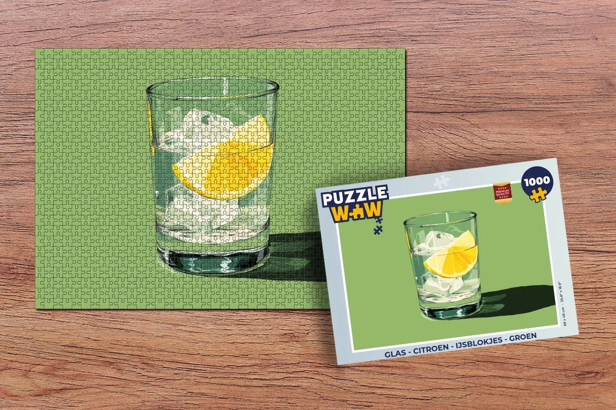 PuzzleWow Glas IJsblokjes Citroen Legpuzzel 1000 Stuks