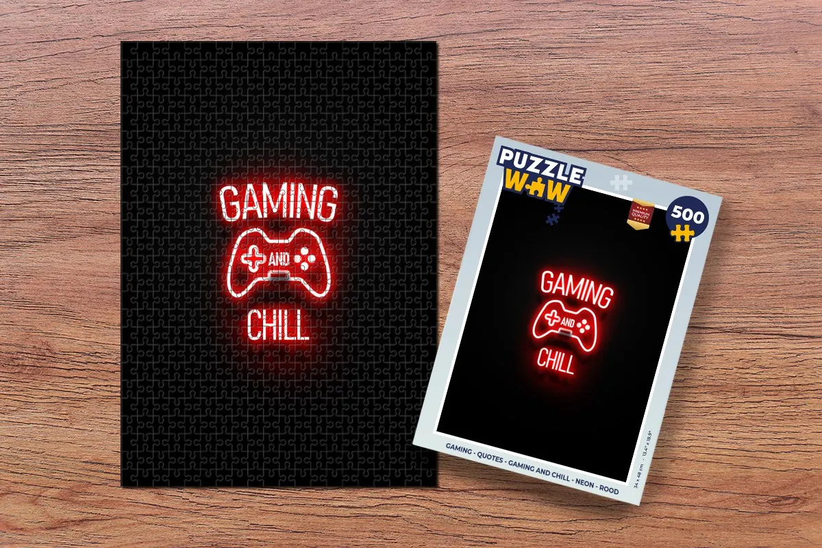 PuzzleWow Gaming Quotes Neon Legpuzzel 500 Stuks - Rood