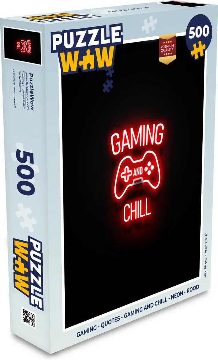 PuzzleWow Gaming Quotes Neon Legpuzzel 500 Stuks - Rood