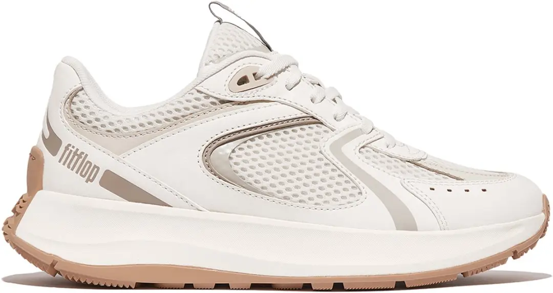 FitFlop FitFlop F-Mode Flow Suede/Mesh/Leather Flatform Sneakers WIT