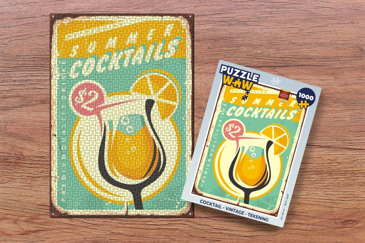 PuzzleWow Cocktail Vintage Legpuzzel 1000 Stuks - Multicolor