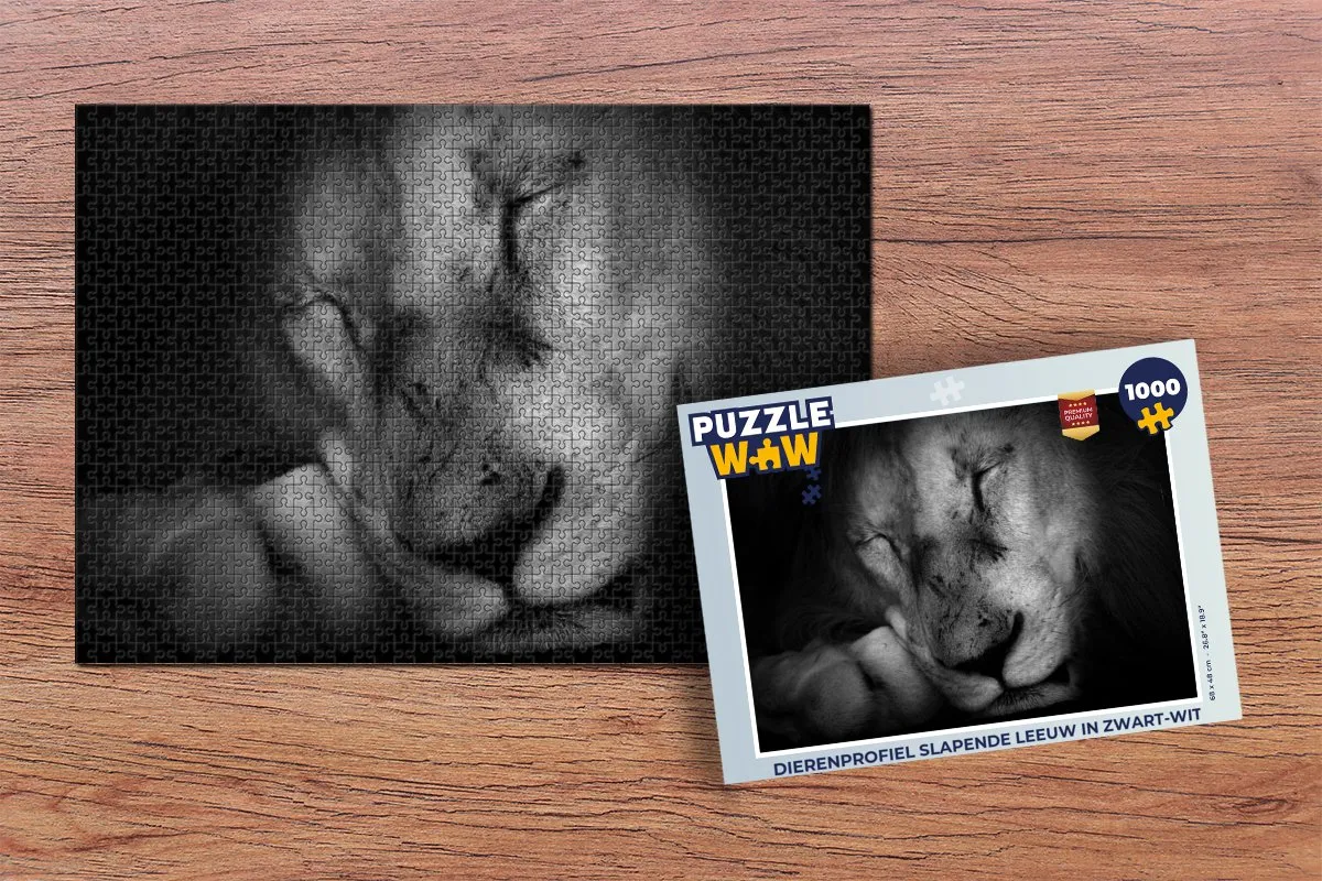 PuzzleWow Dierenprofiel Slapende Leeuw Legpuzzel 1000 Stuks