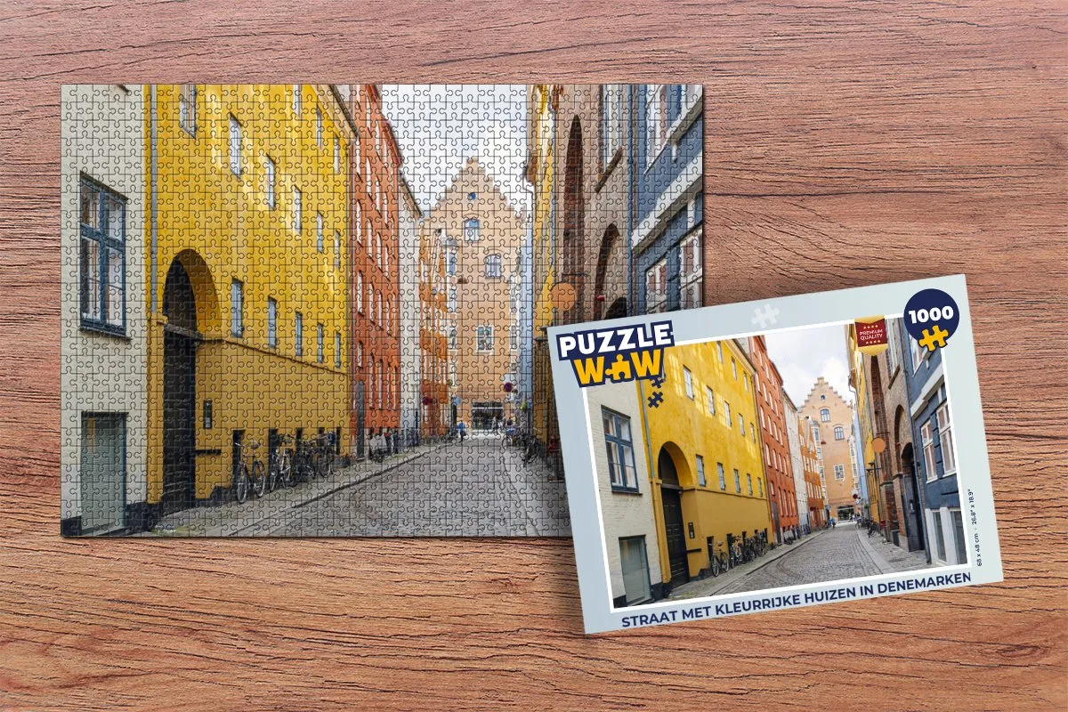 PuzzleWow Denemarken Straat Huizen Legpuzzel 1000 Stuks - Multicolor
