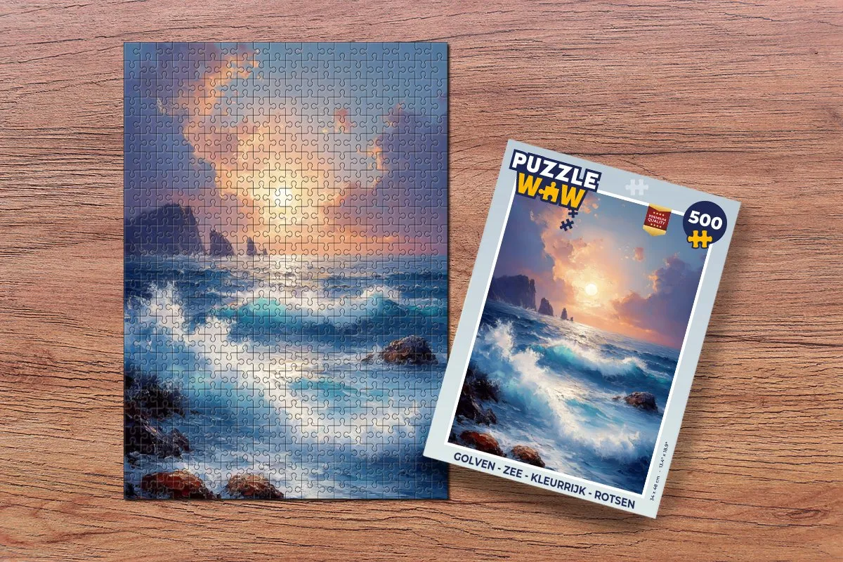 PuzzleWow Golven & Rotsen Legpuzzel 500 Stuks - Kleurrijk