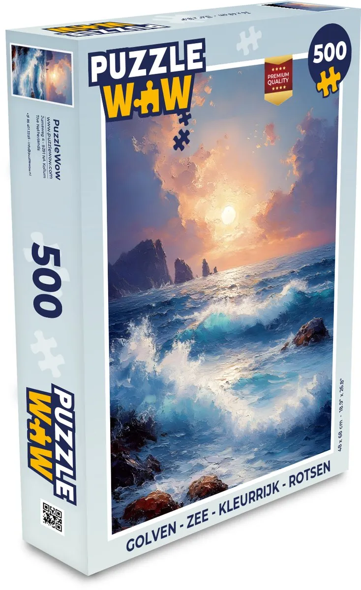PuzzleWow Golven & Rotsen Legpuzzel 500 Stuks - Kleurrijk