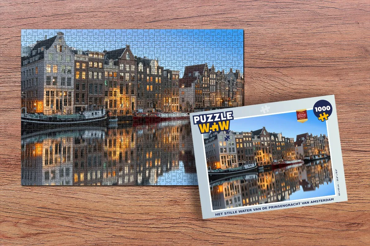 PuzzleWow Legpuzzel Het Stille Water Prinsengracht 1000 Stuks - Multicolor
