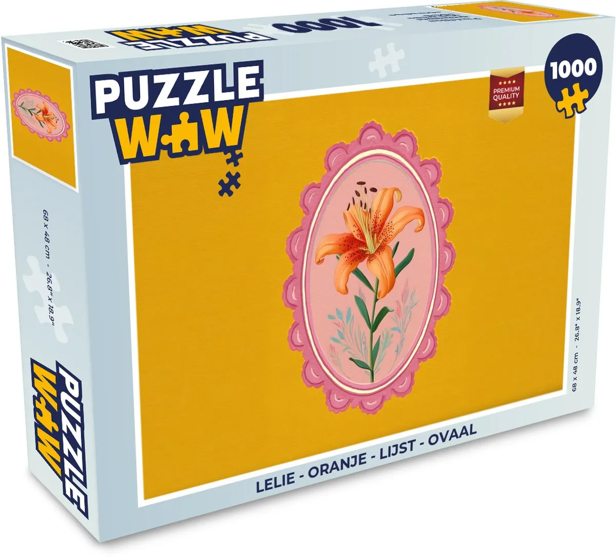 PuzzleWow Lelie Puzzel 1000 Stuks - Oranje Ovaal Lijst