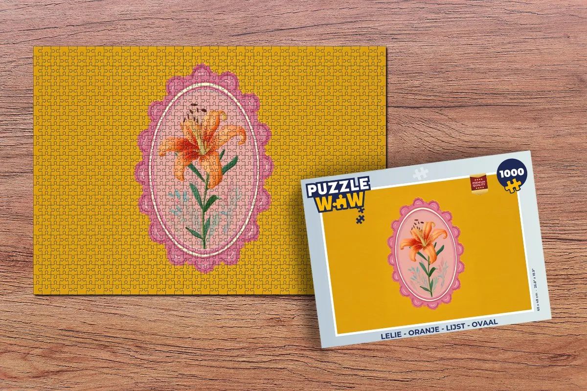 PuzzleWow Lelie Puzzel 1000 Stuks - Oranje Ovaal Lijst