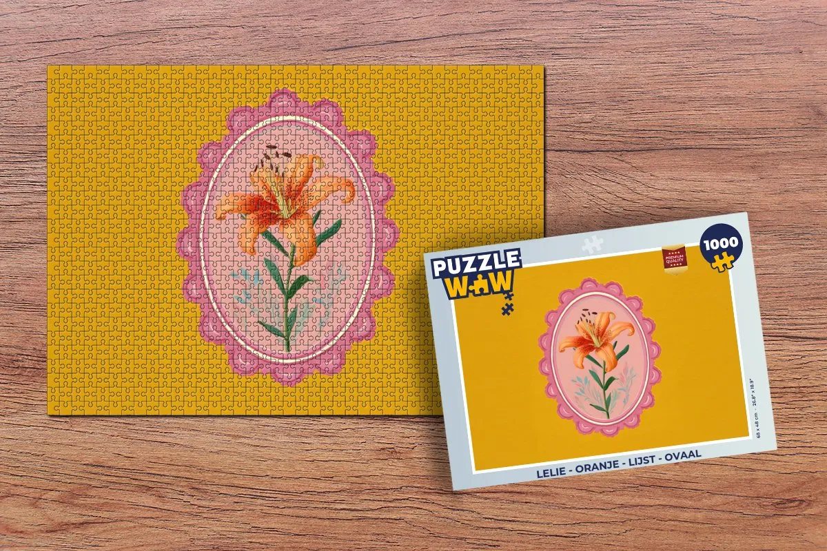 PuzzleWow Lelie Puzzel 1000 Stuks - Oranje Ovaal Lijst