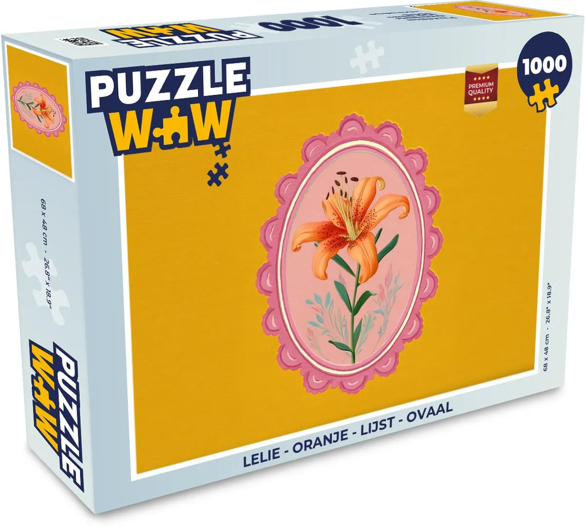PuzzleWow Lelie Puzzel 1000 Stuks - Oranje Ovaal Lijst