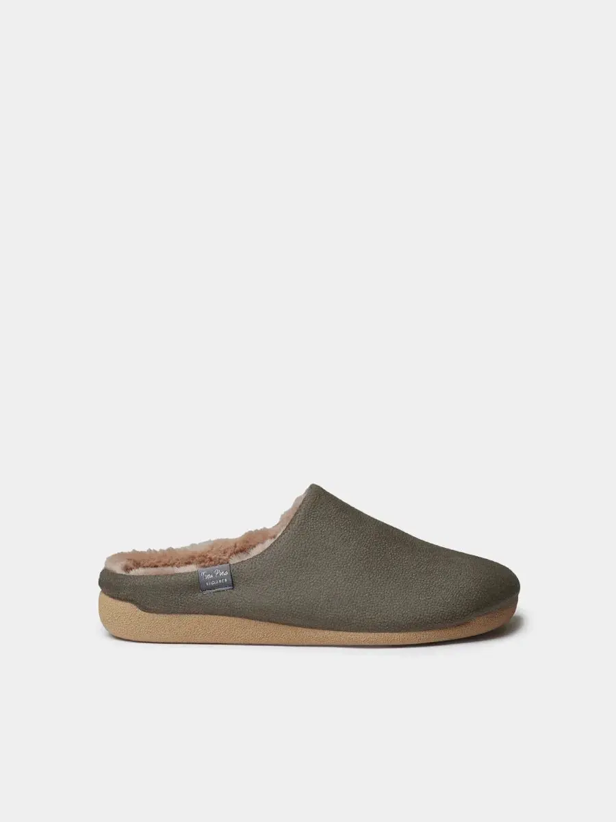 Herenslippers met open tenen van textiel